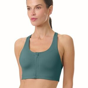 Avia Women's High Support Zip Front Grayed Teal Sports Bra Size Small S 
 b39